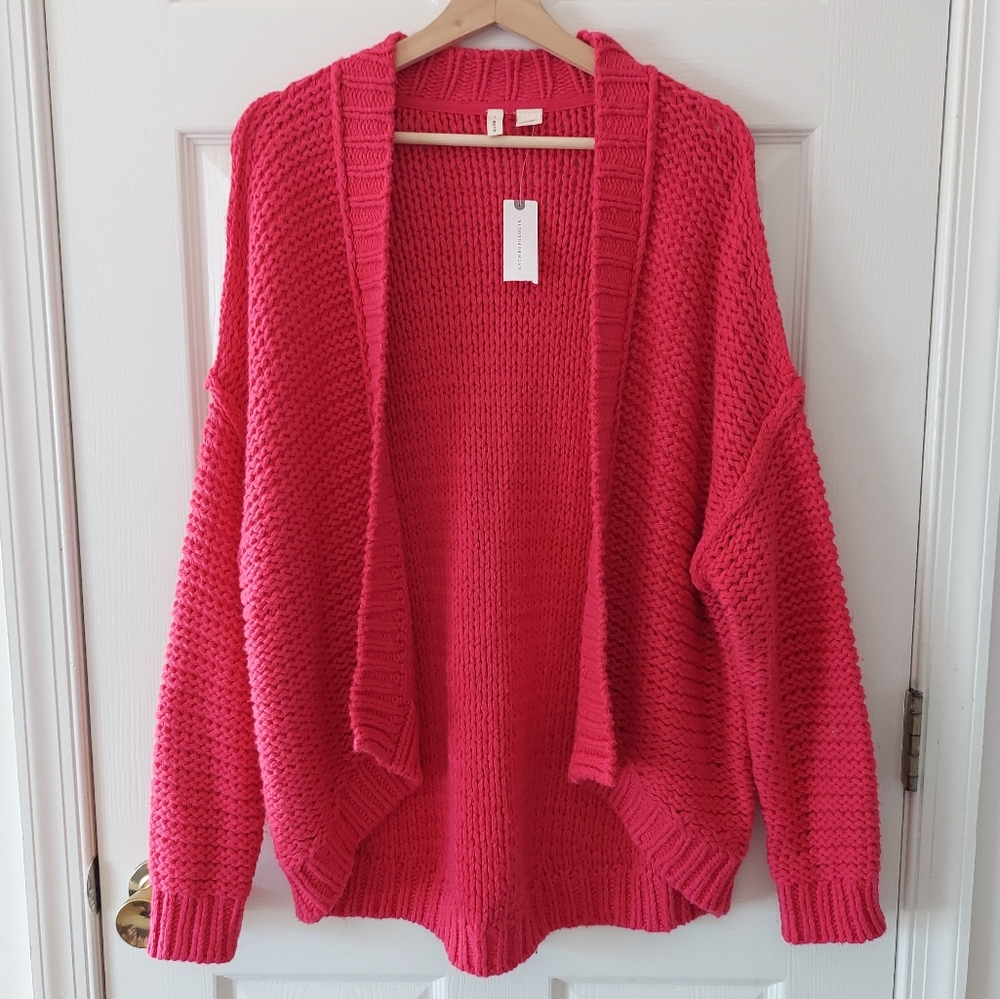 Moth Anthropologie Open Front Classic High Low Cardigan Size Large